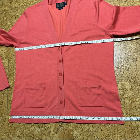 Pendleton Silk Blend Button Cardigan Sweater In Melon NWOT Sz L - Picture 9 of 10